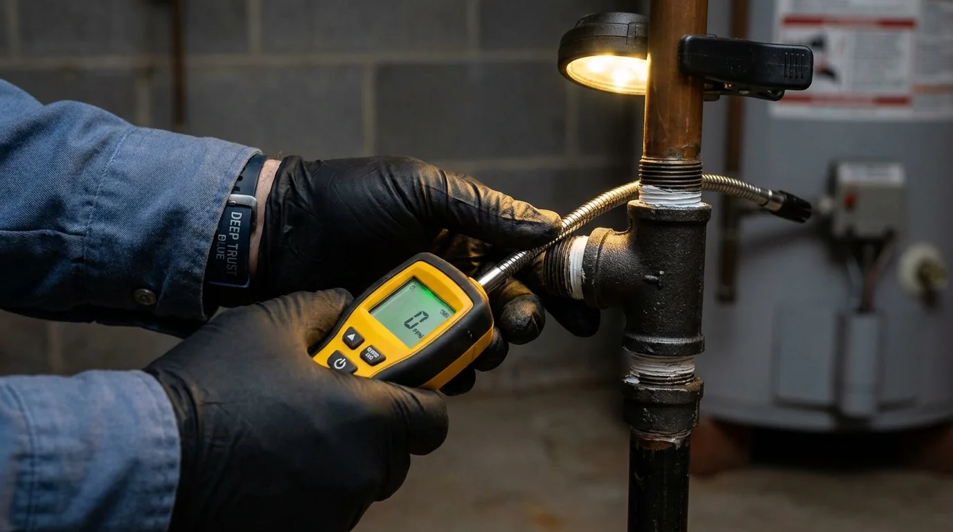 Gas leak detection with electronic sniffer by Johns Plumbing LLC in Wyckoff